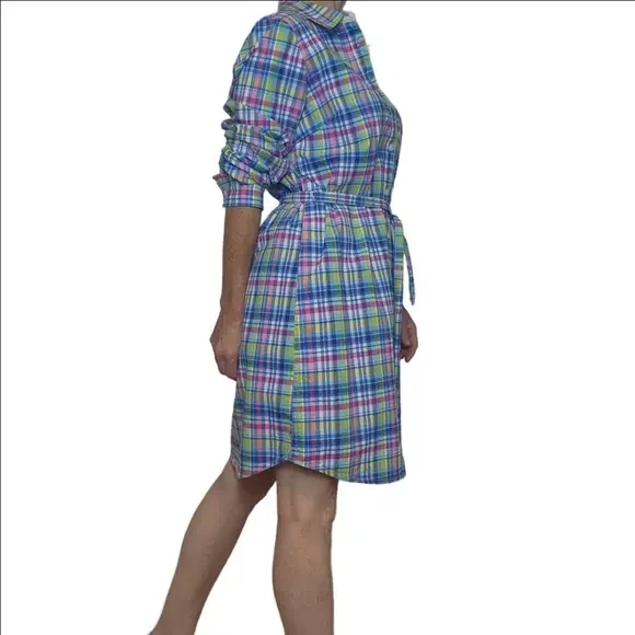 Button down Shirt dress Plaid Collared Long Sleeves Cotton blend US POLO ASSN - Picture 6 of 16